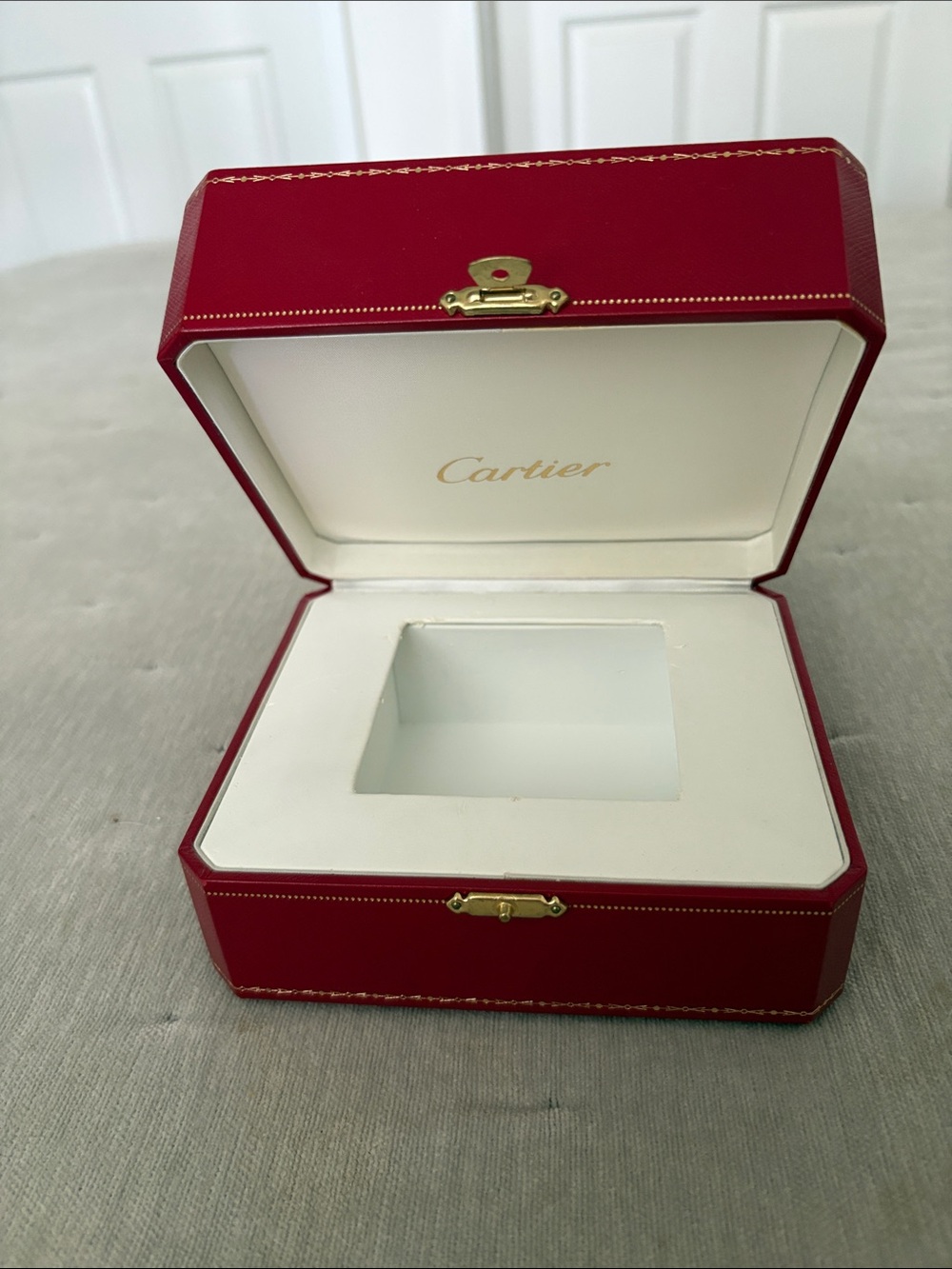Cartier Red and White Jewelry Case with Gold Accents
